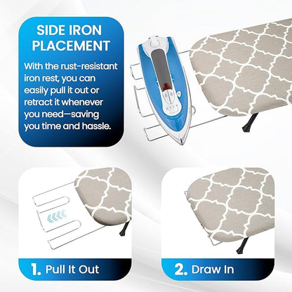 Metal Mesh Panel Tabletop Ironing Board | Foldable Iron Board | Heavy Duty Small Iron Board with Heat Resistant Cover and 100% Cotton 8mm Thicken Pad (Mesh)