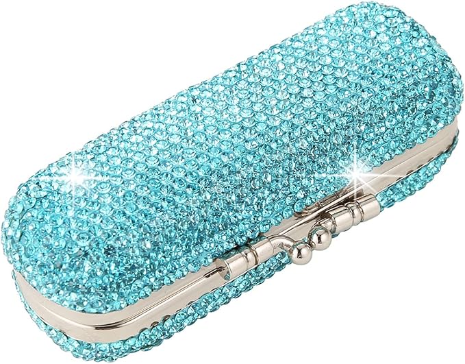 AsAlways Shiny Rhinestone Crystal Portable Lipstick Case with Mirror Portable Bling Diamonds Makeup Cosmetic Storage Holder for Travel Ladies Fashion
