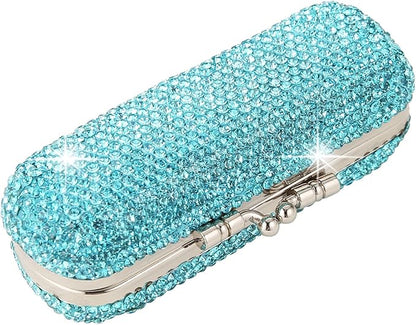 AsAlways Shiny Rhinestone Crystal Portable Lipstick Case with Mirror Portable Bling Diamonds Makeup Cosmetic Storage Holder for Travel Ladies Fashion