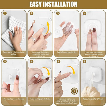BKV Suction Cup Hooks for Shower,Heavy Duty Shower Hooks for Bathroom Wall,Glass Windows,Smooth Doors to Hang Towels,Robes,Coat,Reusable Suction Cup Wreath Hanger for Christmas Wreaths-White(4 Pack)