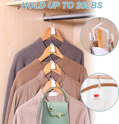 100 PCS Space Saving Hanger - Clothes Hanger Connector Hooks, Stacking Hanger Hooks Space Saver, Plastic Closet Organizers and Storage Hanger Extender for Heavy Duty Cascading Connection Hook (White)