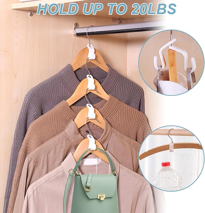50 PCS Space Saving Hanger - Clothes Connector Hooks, Stacking Space Saver, Plastic Closet Organizers and Storage Extender for Heavy Duty Cascading Connection