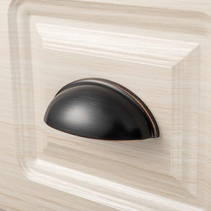 KOOFIZO 10 Pack 3 Inch Bin Cup Drawer Pulls Oil Rubbed Bronze Cabinet Handles Bronze Cabinet Pulls for Kitchen Cabinets Drawer Dresser Cupboard Bedroom Bathroom