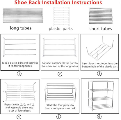 3-Tier Stackable Small Shoe Rack, Lightweight Shoe Shelf Storage Organizer for Entryway, Hallway and Closet(White)