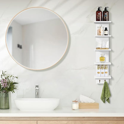 Sorbus 5 Tier Wall Shelf Unit with Hooks, Vertical Column Utility Shelving for Home Decor and Storage Organizer, Wall-Mounted Floating Shelves for Bathroom Storage, Bedroom (2 Pack)