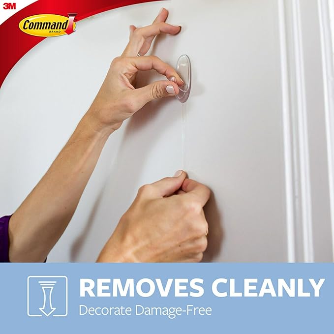 Command Small Clear Oval Hooks, 2 Wall Hook and 4 Strips, Damage-Free Hanging with Adhesive, No Tools Great for Hanging Home and Room Decor, Holds up to 1 lb