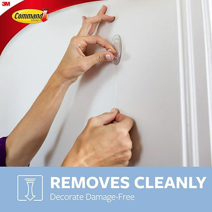 Command Small Clear Oval Hooks, 2 Wall Hook and 4 Strips, Damage-Free Hanging with Adhesive, No Tools Great for Hanging Home and Room Decor, Holds up to 1 lb