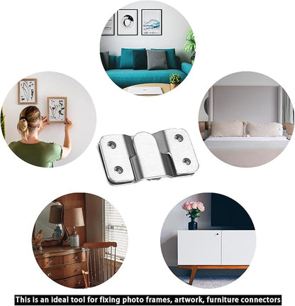 Flush Mount Bracket, Headboard Wall Mounting Brackets-56 x 30mm Interlocking Hanging Bracket, Mounting Hardware for Picture Hanging and Sectional Couch Connectors (8 Pairs)