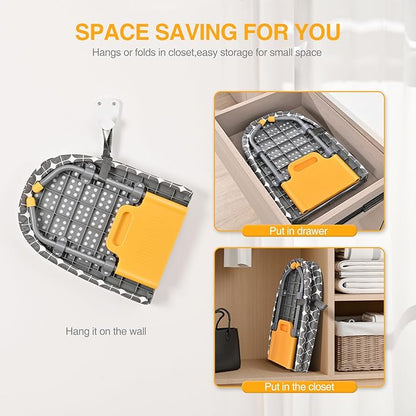 APEXCHASER Foldable Ironing Board, Tabletop Small Iron Board with Heat Resistant Covers, Portable Folding Mini Iron Table with Non-Slip Feet for Home, Laundry Rooms, Dorms, Travel Use, Yellow