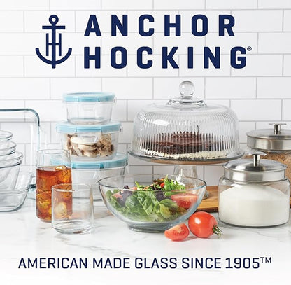 Anchor Hocking Coastal Blue Montana Jar set with lids (2-piece, 96-ounces, acacia wood lid)