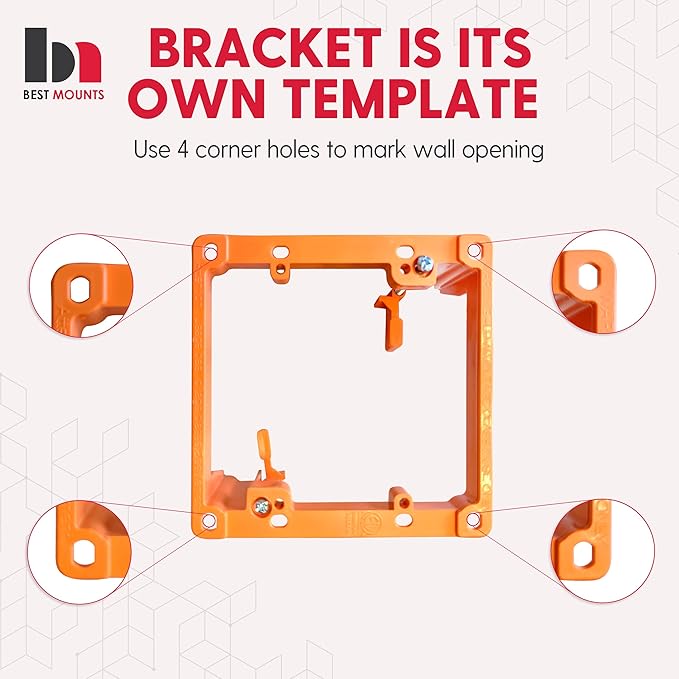BestMounts Low Voltage Mounting Bracket 2 Gang, 6 Pack for Dual Gang Wall Plate, Telephone Wires, Network Cables, HDMI, Coaxial, Speaker Cables - Low Voltage Box Cable Wall Plate Bracket, Mud Ring