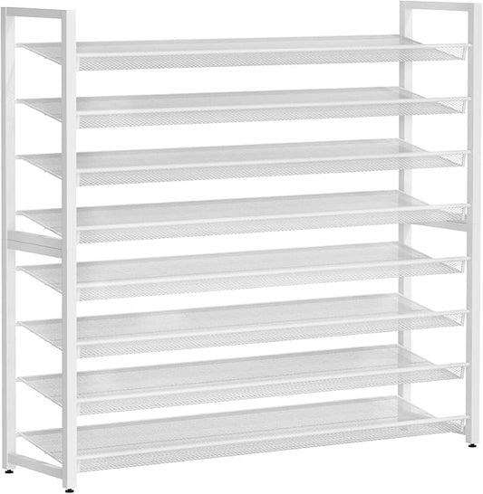 Metal Shoe Rack,Large 8 Tier Shoe Organizer, Heavy Duty Metal 8-Tier Stackable Shoe Storage Vertical Shoe Rack for Closet Front Door,Entrance,Entryway,Garage,Up to 50 Pairs