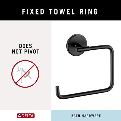 Delta Trinsic (1-Pack) Hand Towel Holder Matte Black Towel Racks for Bathroom Wall Square Towel Ring Holder for Bath Towel Hanger for Kitchen, Bathroom Accessories 759460-BL