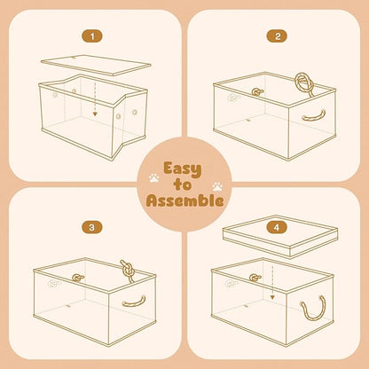 Dog Toy Basket with Lid, Dog Basket for Toys, Dogs Toy Box with Cotton Rope Handles, Collapsible Storage Bins for Pet Toys, Dogs Storage Organizer, Beige&Gray