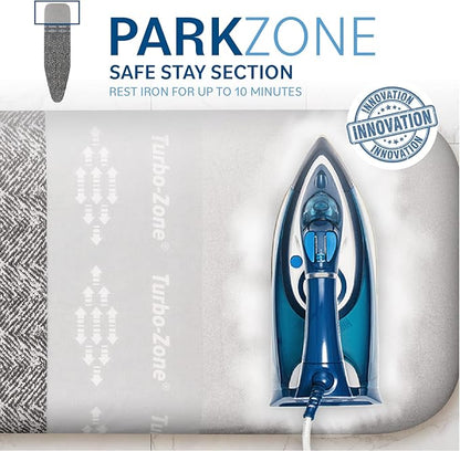 Bartnelli Ironing Board Cover and Pad, Made in Europe with New Patent Technology | 54x15 Iron Board Replacement Cover Featuring Park & Turbo Zone, Scorch Resistant 100% Cotton Thick Layered Top