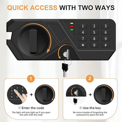 0.4 Cub Small Safes for Home Use, Security Safe Box with Spare Keys, Alarm System, Programmable Keypad and Removable Shelf, Anti-Theft Digital Steel Home Safe for Document Money Medicine Valuables