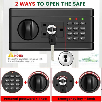 Large Safe, 7.0 Cubic Feet Safe Box With Fireproof Waterproof Bag, Anti-theft Home Document Safes with Digital Keypad, Spare Key, 3 Removable Shelves, Alert System for Home Business Valuables