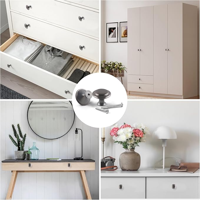 Romeda 18 Piece Drawer Knobs, 30mm Gray Cabinet Knobs, Dresser & Kitchen Drawer Pulls with Screw