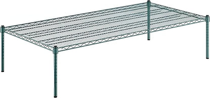 30" x 60" x 14" Green Epoxy Wire Storage Shelf, Dunnage Rack, Commercial 1 Tier Small Shelf