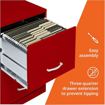 2 Drawer Locking Filing Cabinet | Pre-Assembled Steel Construction | Space-Saving Design is Perfect for Home and Small Office | Letter-Size | Assembled in North America