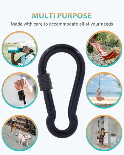 Carabiner Clips, 316 Stainless Steel Carabiner Clip, Heavy Duty Carabiner Hooks, Keychain Carabiners, Multi-Purpose Spring Snap Hook for Dog Leash, Outdoor Camping, Swing, Hammock