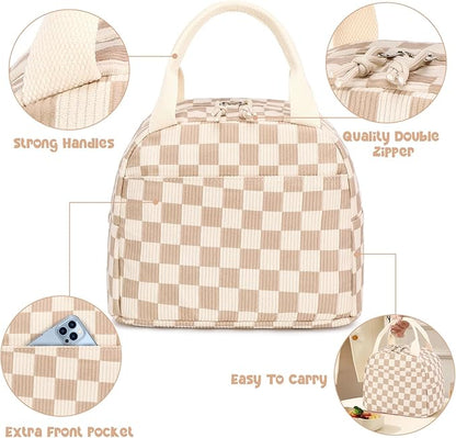 Bluboon Lunch Bag for Women Men Cute Corduroy Lunch Tote Bags Reusable Insulated Lunch Box Large Capacity Reusable Insulated Cooler for Work Picnic or Travel