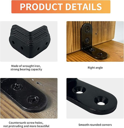 20 Pcs L Corner Brackets 2x2 Inch Black Heavy Duty L Bracket for Joint Right Angle Shelf Support Corner Braces for Shelves, Wood Furniture, Cabinet with Screws (20 Pack)