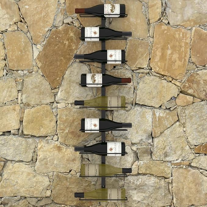 vidaXL Wall-Mounted Wine Rack | Durable Powder-Coated Iron Construction | Holds up to 9 Bottles | Modern Design | Includes Mounting Materials | Great Gift for Wine Lovers