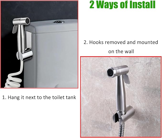 2 Pack Bidet Sprayer Holder for Toilet Attachment Bathroom Hanging Bracket for Handheld Shower Toilet Bidet Sprayer,Stainless Steel Toilet Tank or Wall Mounted Bathroom Head Hold