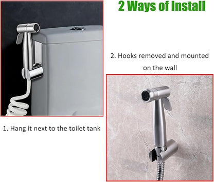 2 Pack Bidet Sprayer Holder for Toilet Attachment Bathroom Hanging Bracket for Handheld Shower Toilet Bidet Sprayer,Stainless Steel Toilet Tank or Wall Mounted Bathroom Head Hold