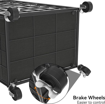 WOWLIVE Laundry Hamper with Wheels,Metal Wire Frame Rolling Laundry Basket with Removable bag,100L Dirty Clothes Hamper Organizer Dorm Room Storage for Bedroom,Bathroom,Black