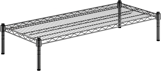 18" x 42" x 8" Black Epoxy Wire Storage Shelf, Dunnage Rack, Commercial 1 Tier Small Shelf
