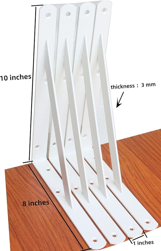 20 Pack L10 x H 8" White Heavy Duty Shelf Brackets with Screws Metal Shelf Brackets Shelf Support Angle Brackets for Shelves L Brackets Heavy Duty Floating Shelf