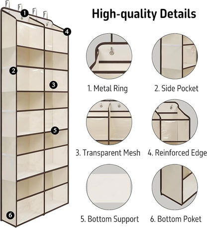 Giraffe Creation Over Door Hanging Organizer with 10 Large Capacity Pockets, Ideal Storage for Closet, Bathroom, Nursery, Bedroom, Dorm, Toys, Cosmetics, and Baby Essentials, White