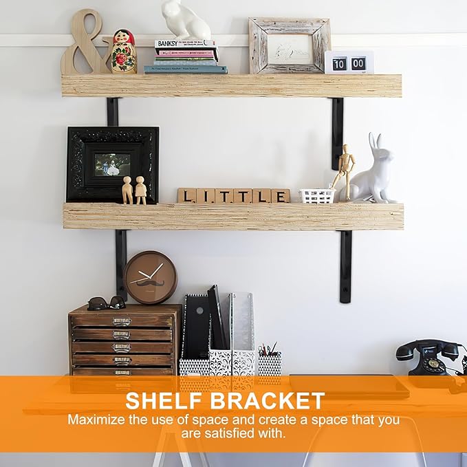 Heavy Duty Shelf Brackets - 8 Pcs Metal Wall Mount L Shaped Shelves Support Angle Brackets (7.87x4.72 inch)
