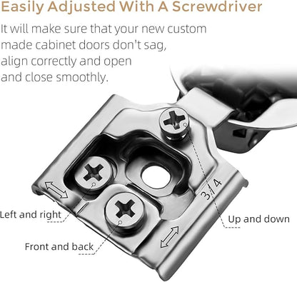 Ravinte 2 Pack 1 Pairs 3/4 inch Overlay Soft Close Hinges for Kitchen Cabinet Hinges Satin Nickel Hidden Hinges Stainless Steel Concealed Hinge self Closing