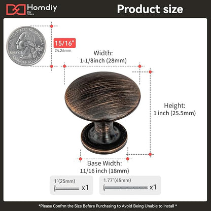 homdiy 30 Pack Cabinet Knobs Oil Rubbed Bronze Drawer Knobs Cabinet Hardware Solid Kitchen Pulls for Dresser Drawers