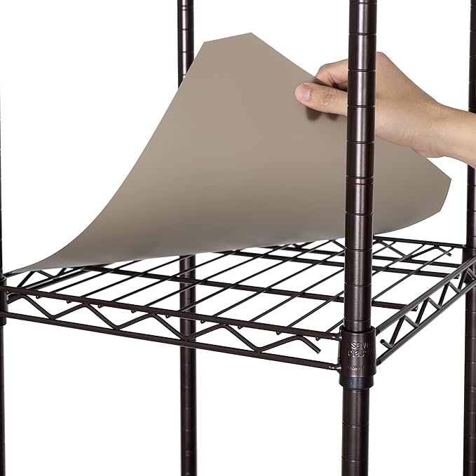 Seville Classics Closet Garment Organizer with Metal Hanging Rod Wardrobe Storage System, w/ Steel Shelves for Clothes, Shirts, Jackets, Coats, Blankets, Shoes, Satin Bronze, Expandable Rack
