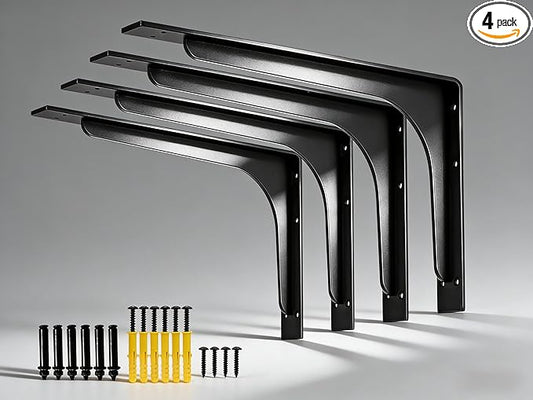12 "x 7 " Shelf Support Bracket Heavy Duty, L Shelf Brackets ,max Load 300lbs, , Metal Brackets for Shelves, Counter Bracket ,Corner Brace,Pack of 4.
