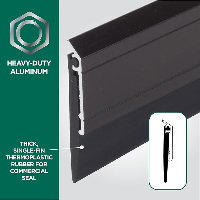 M-D Building Products 69609 All Season Aluminum Door Sweep for Bottom of Door, Heavy Duty Rubber Seal, Exterior & Interior Weather Stripping Bottom Door Seal, Commercial & Residential, (Bronze, 48in)