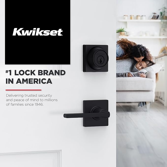 Kwikset Casey Dummy Door Handle, Single Sided Lever for Closets, French Double Doors, and Pantry, Satin Nickel Non-Turning Reversible Interior Push/Pull Lever, with Microban Protection (Pack of 2)