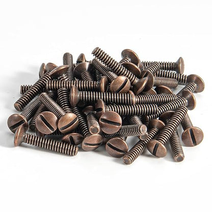 Henne Bery 3/4" Long 6-32 Thread, Oval Head Milled Slot Replacement Wall Plate Screws, 50 Pack, Antique Copper