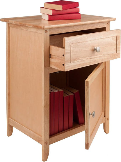 Winsome 25 x 18.9 x 14.96-Inch Composite Wood End/Night Table with Satine Nickel Knob, Natural (81115)