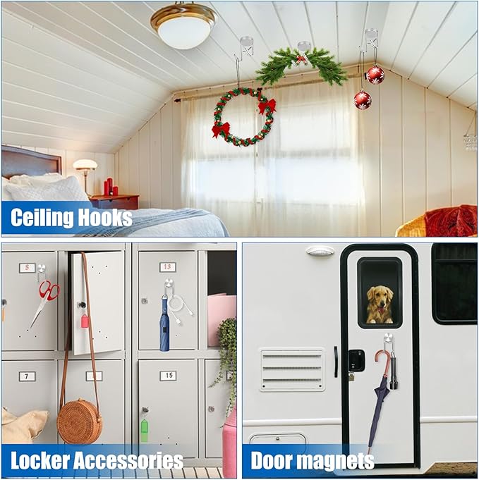 LOVIMAG Magnetic Hooks, 50lbs+ 2026 Cruise Cabin Ship Essentials Magnet Hook Heavy Duty Strong Magnets Refrigerator Fridge Hanging for Classroom Beach Vacation Kitchen Home Must Haves 5 Pcs (Silver)