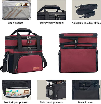 Tactical Lunch Box for Men & Women – Expandable 16L Double Deck Insulated Cooler Bag for Work, Construction & 12-Hour Shifts – Heavy Duty Leakproof Large Meal Prep Tote with Shoulder Strap