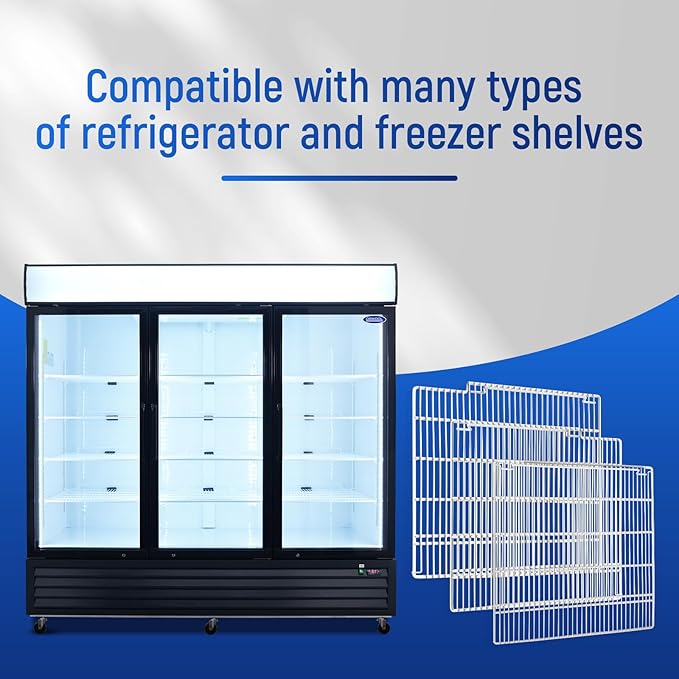 DeepTide Adjustable Commercial Freezers Shelves - 3-Tier Epoxy-Coated,Durable and Resistant to Corrosion,Heavy Duty 155lb Capacity Adjustable Steel Shelving