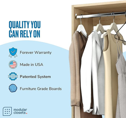 Modular Closets Vista Collection Medium Hanging Wood Built in Closet Organizer Unit (Oak, 25.5" Wide)
