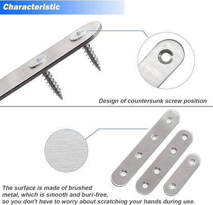 mxuteuk 28PCS Stainless Steel Straight Flat Brackets, Metal Brackets for Wood (6.1x0.78inch, 156x20mm)
