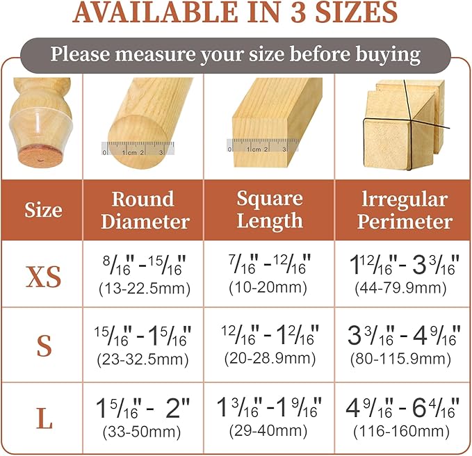 24 Pcs Chair Leg Floor Protectors for Hardwood Floors Silicone Covers Felt Pads Furniture Leg Caps Anti-Scratch Reduce Noise Fit (15/16" to 1-5/16")