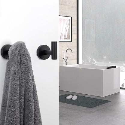NearMoon Bath Towel Hooks- SUS 304 Stainless Steel Robe Hook Holder, Heavy Duty Coat Hook for Bathroom Livingroom Hotel Kitchen Garage, Wall Mounted (Matte Black, 16 Pack)